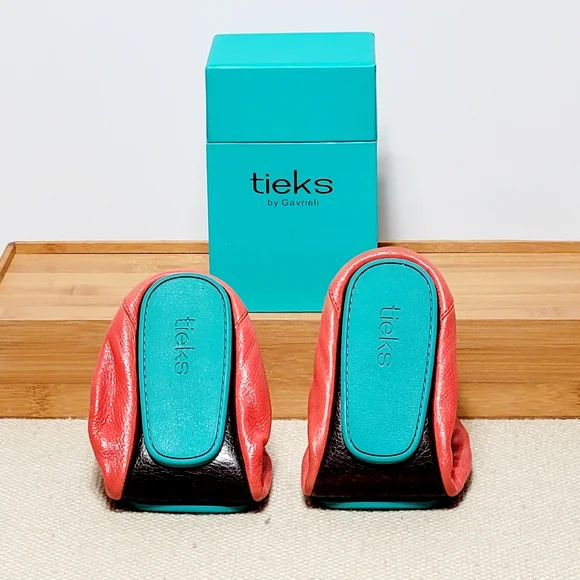 Tieks by Gavieli Poppy Tangerine Italian Leather Ballet Flats with Box (9) - Picture 3 of 9